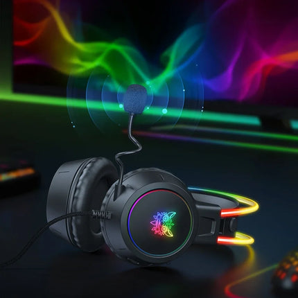 ONIKUMA RGB Gaming Headphones with HD Flexible Mic 3.5mm Gaming Headsets For PC Xbox PS4 PS5 Switch Computer Games