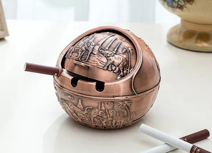 Zinc Alloy Ashtray Metal With Cover Anti-fall Windproof Ashtray