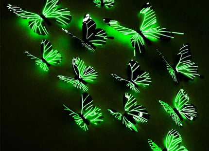12Pcs Fashion 3D Luminous Butterfly Creative Wall Sticker