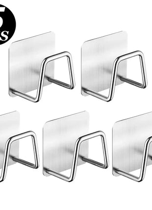 1-6pcs Kitchen Stainless Steel Sink Sponges Holder Self Adhesive Drain Drying Rack Shelf Household Wall Hooks Storage Organizer