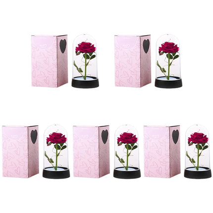 Artificial Rose Flowers Eternal Rose LED Light Foil Flower in Glass Cover