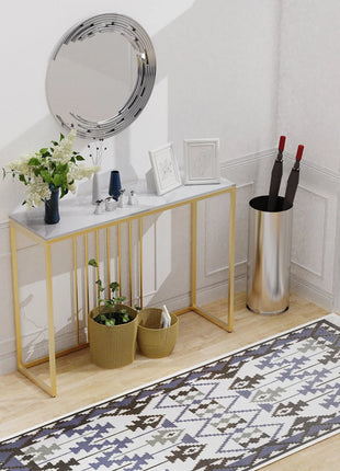 100CM Slim Narrow Hallway Console Table Real Marble Long Bar Table Metal Legs Industrial Stand 2 Color