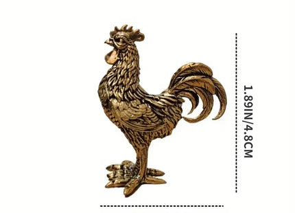 Pure Brass Rooster Figurine - Intricate Golden Animal Brass Home Decor