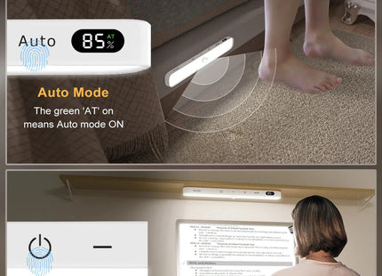 Motion Sensor Cabinet Light Battery Display 60 LED Touch Light Bar Wireless Rechargeable
