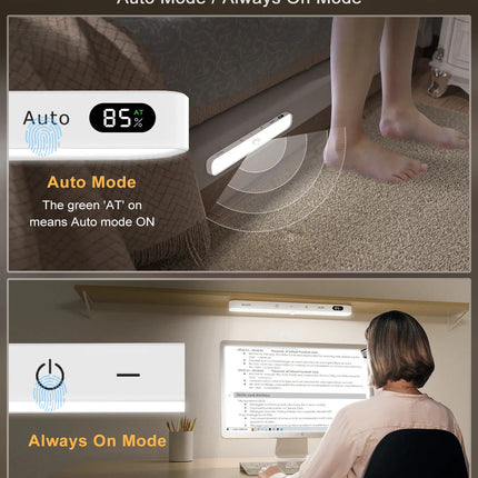 Motion Sensor Cabinet Light Battery Display 60 LED Touch Light Bar Wireless Rechargeable