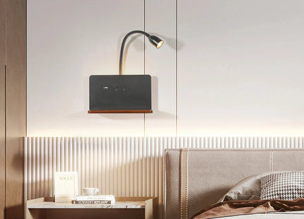 Indoor LED Wall Lamp With USB Interface And Wireless Charging 360° Rotatable