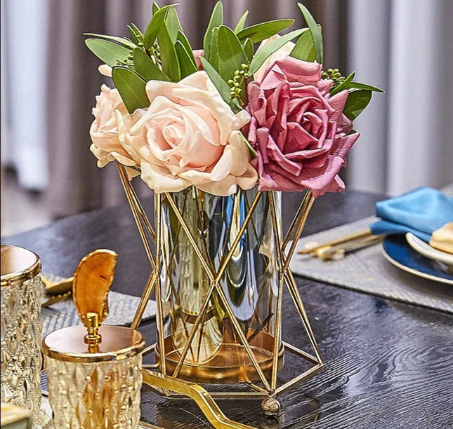 Golden Vase Metal Flowers Pot