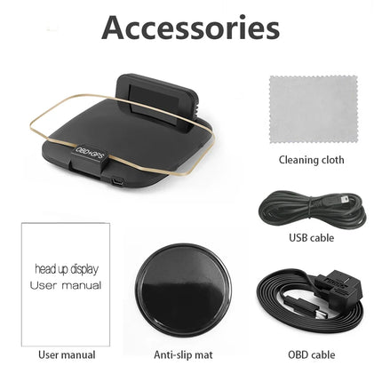 C1 Car Navigation Projection HUD Head-Up Display OBD2+GPS Car Projector Speedometer /Water Temperature /Voltage/RPM Alarm