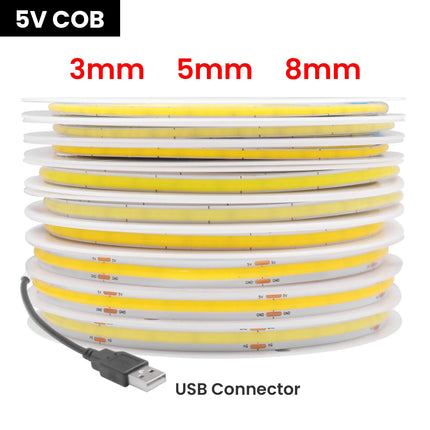 DC 5V USB COB Strip Flexible Ribbon Rope