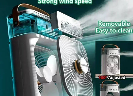 New 3 In 1 Fan AIr Conditioner Household Mini Air Cooler LED Night Light Portable