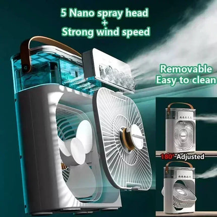 New 3 In 1 Fan AIr Conditioner Household Mini Air Cooler LED Night Light Portable
