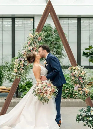 10.2FT Tall Rustic Triangle Wedding Arch Thicken Wooden Backdrop Stand Frame for Garden Wedding Ceremony Decorations