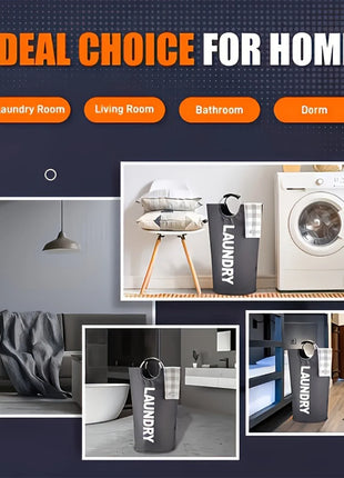 3pcs 90L Large Laundry Basket, Laundry Bag with Padded Handles, Waterproof Clothes Bin Collapsible, Clothes Hamper for Bathroom