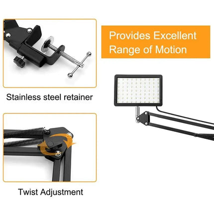 LED Photography Conference Lighting Photo Studio Lamp With Scissor Arm Stand