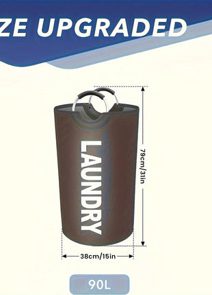 3pcs 90L Large Laundry Basket, Laundry Bag with Padded Handles, Waterproof Clothes Bin Collapsible, Clothes Hamper for Bathroom