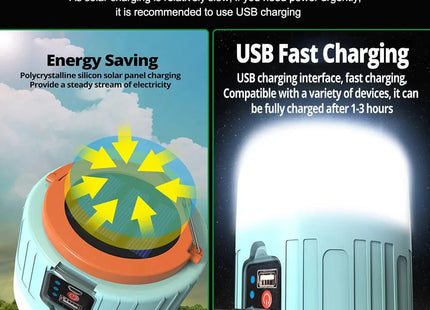 Outdoor Solar LED Camping Lights USB Rechargeable