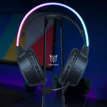 ONIKUMA RGB Gaming Headphones with HD Flexible Mic 3.5mm Gaming Headsets For PC Xbox PS4 PS5 Switch Computer Games