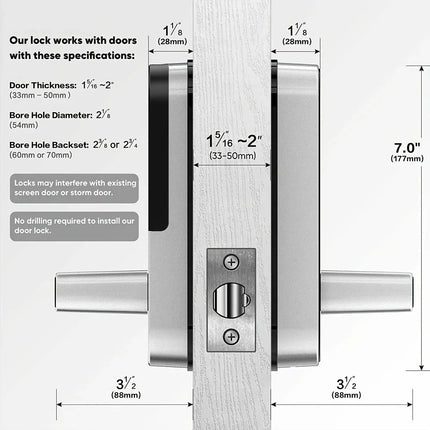 Smart Fingerprint Door Lock App Remote Control Keyless WIFI Digital Touchscreen Lock