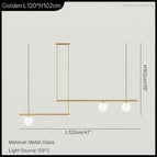 Golden 3 heads / White glass / Warm Light