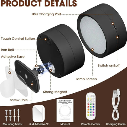 LED Wall Mounted Lights with Remote Wireless Magnetic