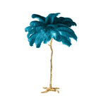 peacock blue / Gold lamp body / H170cm 45 feathers