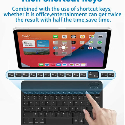 Mini Bluetooth Keyboard RGB Wireless Keyboard 10 inch Backlit Keyboard Backlight Touchpad Keyboard for IOS Android Windows iPad