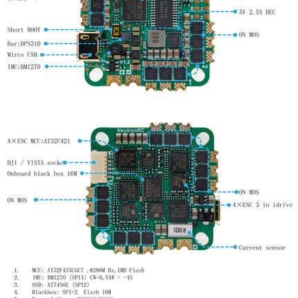 NeutronRC AT32F435 Mini AIO Flight Controller