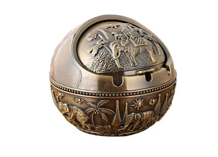 Zinc Alloy Ashtray Metal With Cover Anti-fall Windproof Ashtray