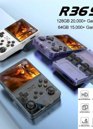 128GB Open Source R36S Video Game Console Linux System 3.5 Inch IPS Screen Orange Portable Pocket Video Player 64GB best Games