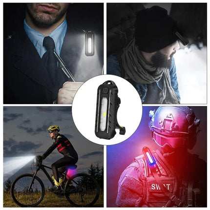 LED Red and Blue Shoulder Police Light with Clip USB Rechargeable