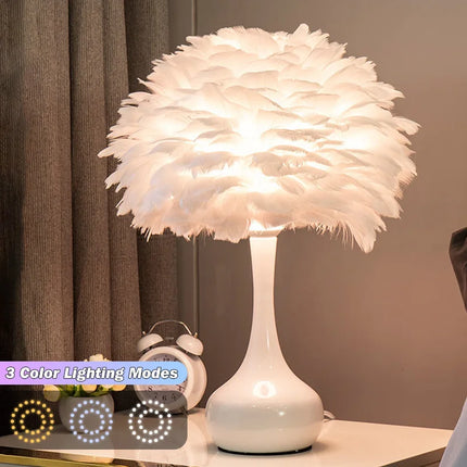 Feather Table Lamp LED Night Light  Modern Creative
