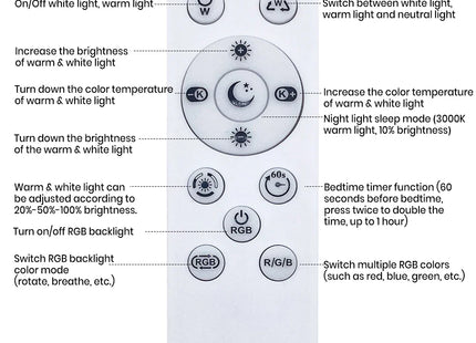 220V LED Ceiling Light Dimmable With Remote Control RGB 3000K-6500K Round Lamp