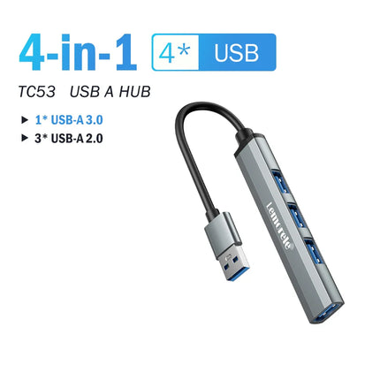 Lemorele 120cm 4Ports USB HUB OTG USB A 3.0 Adapter Multi Splitter Adapter Laptop Accessories For Xiaomi Lenovo Macbook Pro