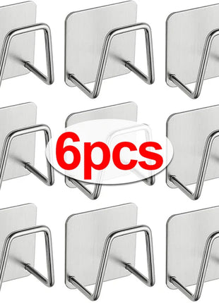 1-6pcs Kitchen Stainless Steel Sink Sponges Holder Self Adhesive Drain Drying Rack Shelf Household Wall Hooks Storage Organizer