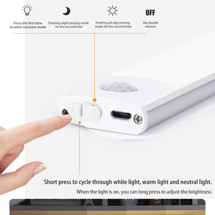 Cabinet Lights Motion Sensor LED Wireless USB Under Ultra Thin Night Light For Kitchen Cabinet Bedroom Wardrobe Indoor Lighting