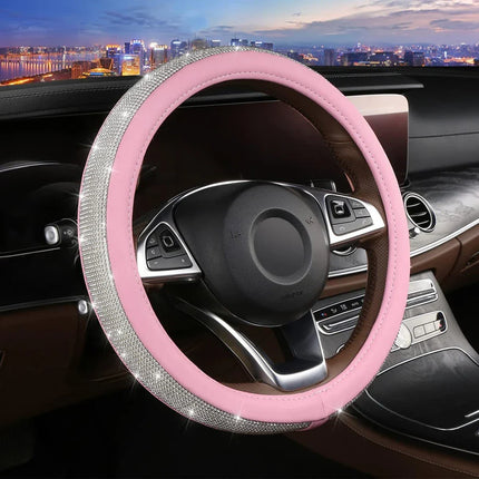 Crystal Car Steering Wheel Cover  PU Leather Auto Accessories Case Car Stylin