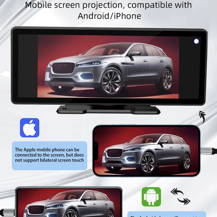 10.26 Inch Portable Wireless Carplay Screen HD Rear Reversing Camera Car Radio DVR MP5 Multimedia Video Player Android Auto