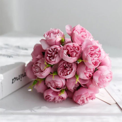 Rose Pink Peony Artificial Flowers Silk