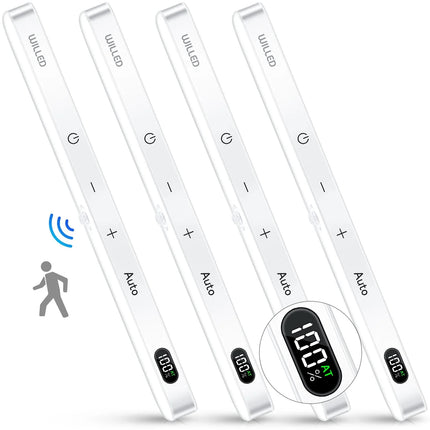 Motion Sensor Cabinet Light Battery Display 60 LED Touch Light Bar Wireless Rechargeable