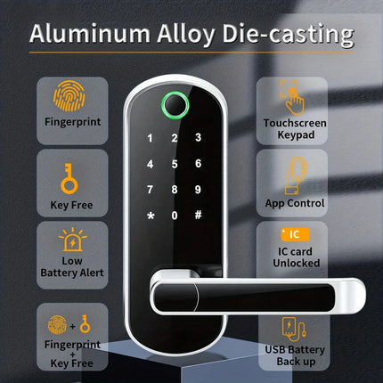 Smart Fingerprint Door Lock App Remote Control Keyless WIFI Digital Touchscreen Lock