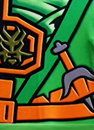 Boys Japanese Ninja Onesie Play Costume Printed Green Cartoon Anime Mask Costume Japanese Samurai Fork Halloween Dress Up Party