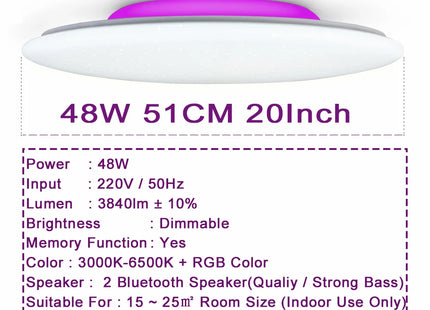 Modern LED Ceiling Lights Bluetooth Speaker Remote Control