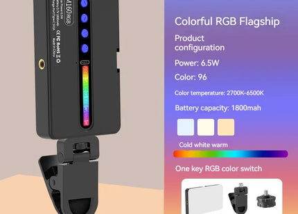 RGB LED Video Light 2700-6500K Handheld Photography Fill Lamp