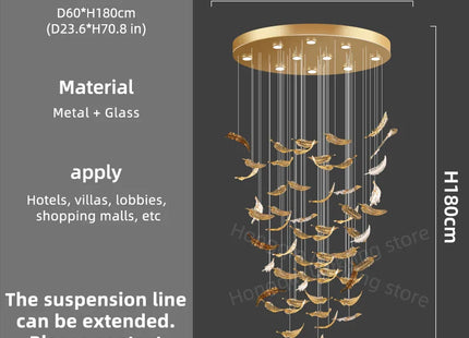 luxury Glass Hanging  Led Chandelier