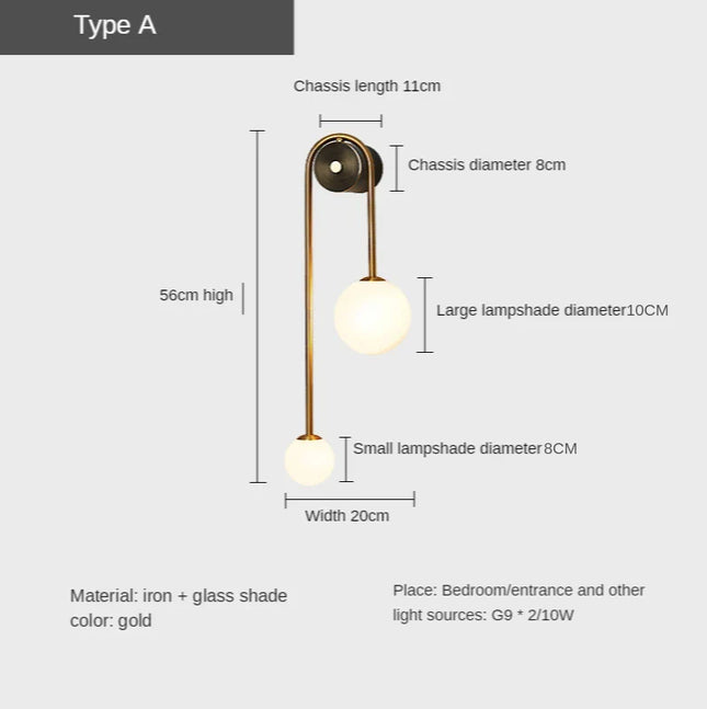 Modern Wall Lamp Glass Ball Lampshade