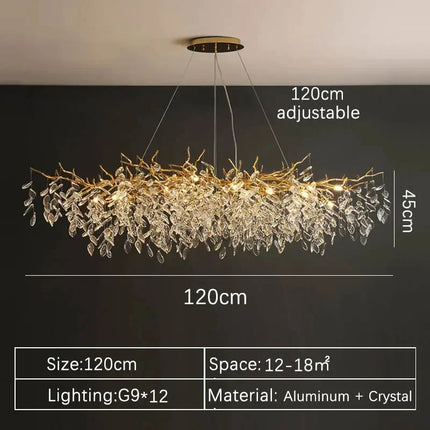 Luxury Gold Crystal LED Ceiling Pendant Lamps Indoor Villa Lights Fixture