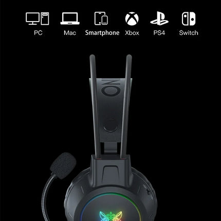 ONIKUMA RGB Gaming Headphones with HD Flexible Mic 3.5mm Gaming Headsets For PC Xbox PS4 PS5 Switch Computer Games