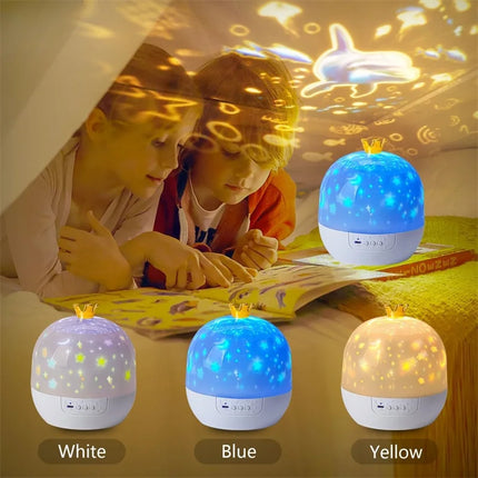 Crown Star Light Projection Rotating Star  Ceiling Atmosphere Night Lamp