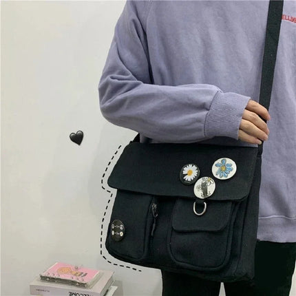 Ladies' Cute and Versatile Canvas Youth Fashion Shoulder Bag Student Large Capacity Crossbody Bag