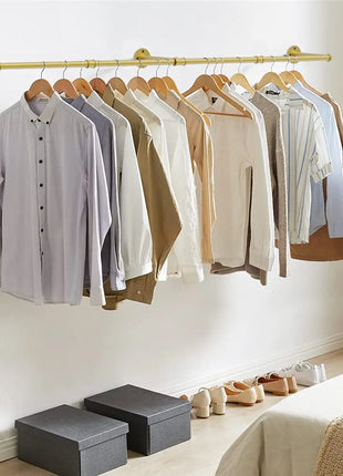 70.8 Inch Industrial Pipe Clothing Rack Wall Mounted Clothes Rail Garment Hanging Bar Rod Display Rack Closet Storage